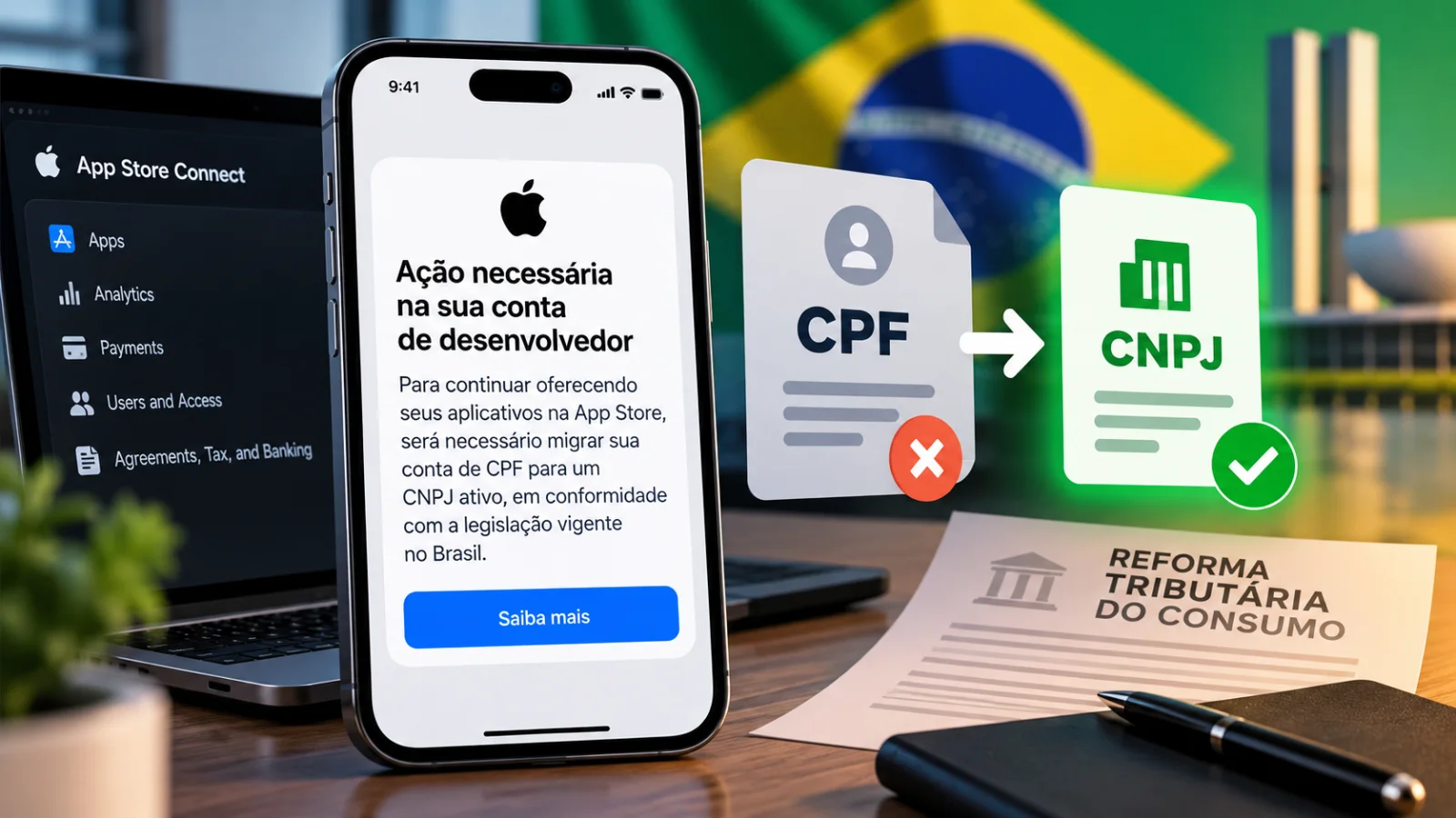 Mudança de CPF para CNPJ na App Store